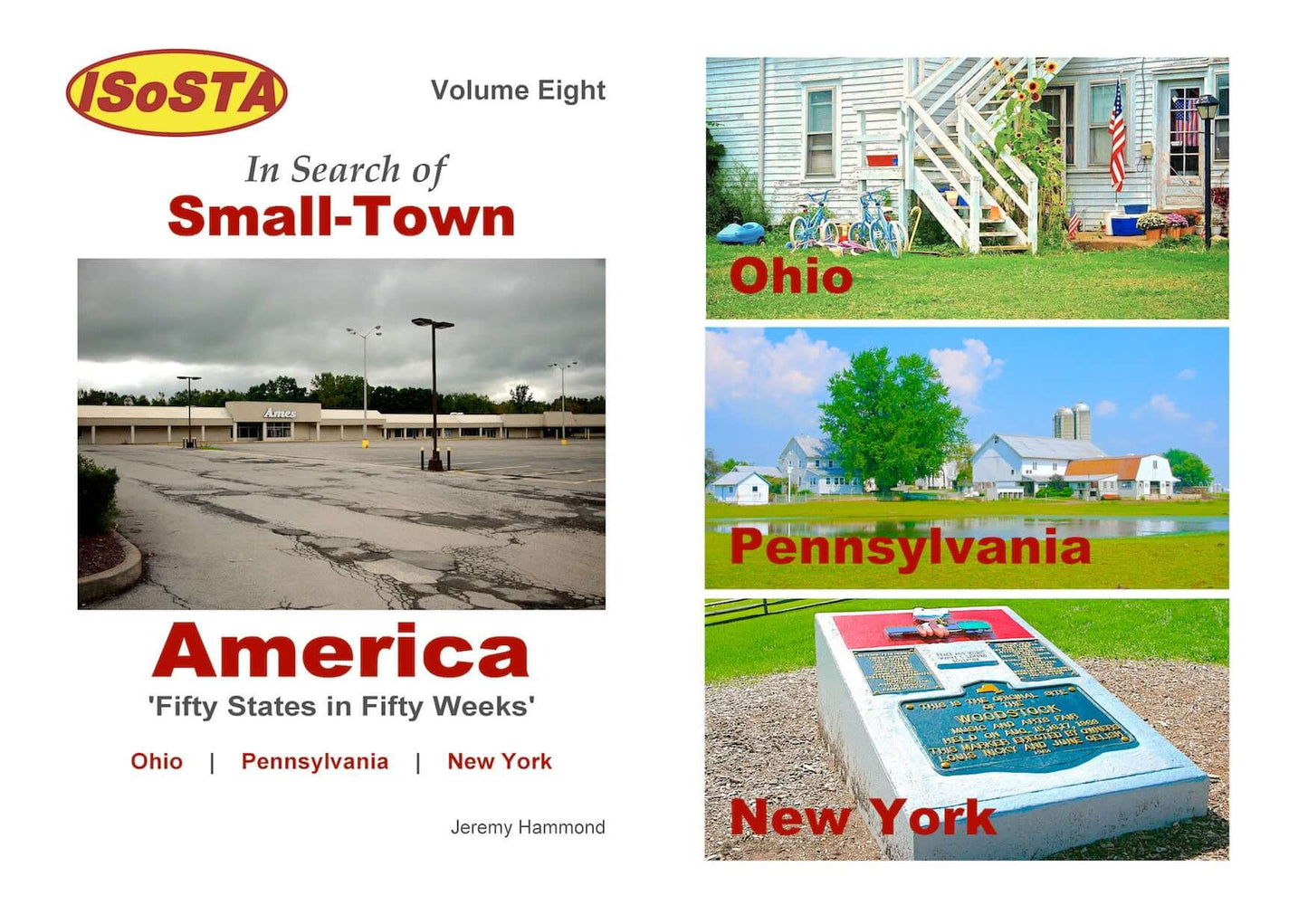 In Search of Small town America: Volume 8 cover featuring photographs of Ohio, Pennsylvania and New York.