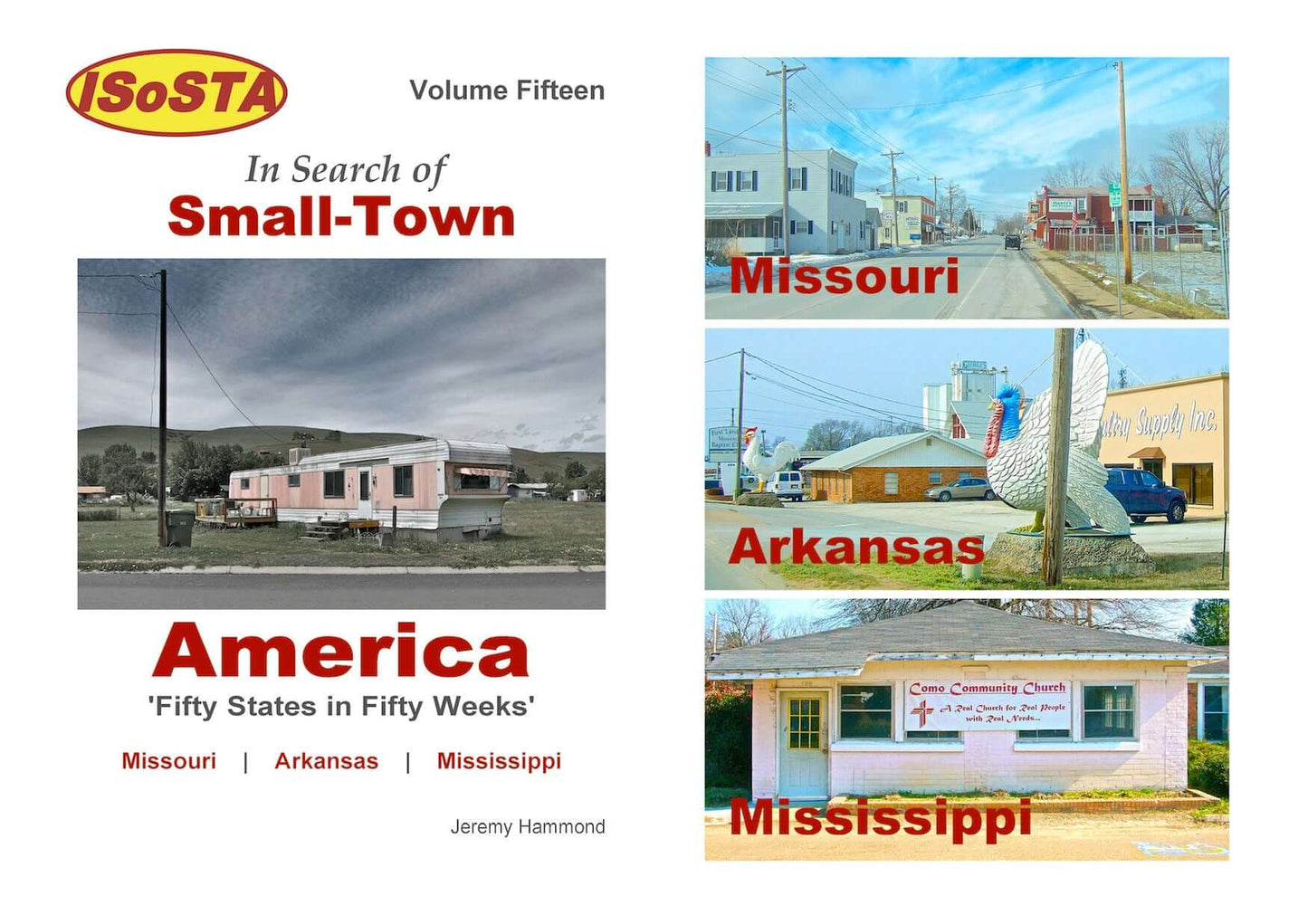 In Search of Small town America: Volume 15 cover featuring photographs of Missouri, Arkansas and Mississippi.