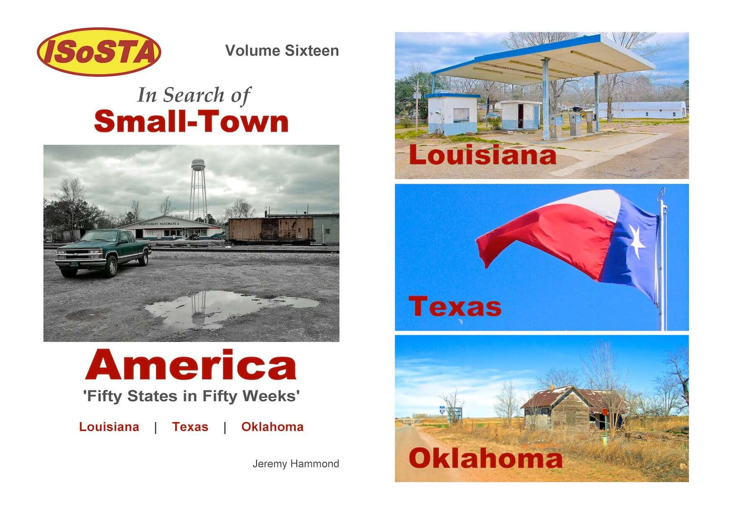 In Search of Small town America: Volume 16 cover featuring photographs of Louisiana, Texas and Oklahoma.